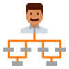 Organigramm mit grafischer Person